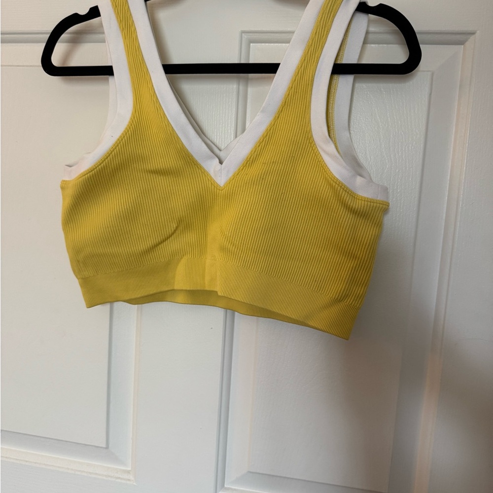 Yellow Ribbed Crop Top - Picture 2 of 3